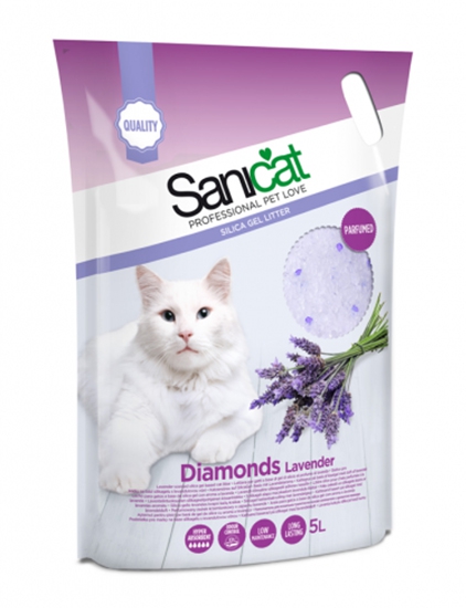 Sanicat Lettiera In Silicio Diamonds Alla Lavanda 15L Moby Dick