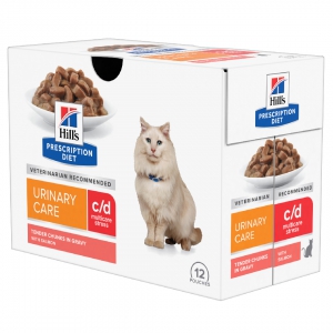 Foto Hill's - Prescription Diet Feline Urinary Care c/d Multicare Stress con Salmone Bustine in Multipack da 12x85g