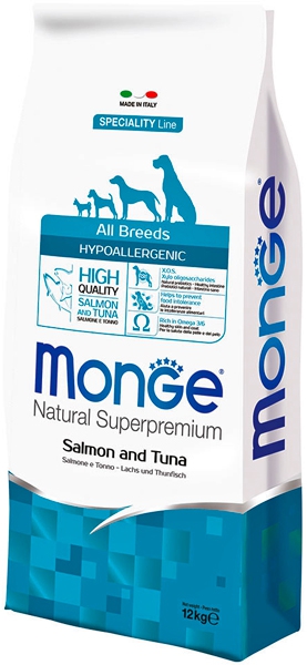 Foto Monge Speciality Line - All Breeds Hypoallergenic con Salmone e Tonno da 12 Kg