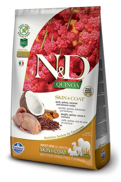 Foto Farmina N&D - Grain Free Quinoa Adult Skin&Coat alla Quaglia, Quinoa, Cocco e Curcuma da 7 Kg
