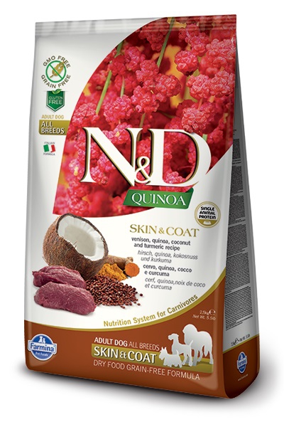 Foto Farmina N&D - Grain Free Quinoa Adult Skin&Coat al Cervo, Quinoa, Cocco e Curcuma da 7 Kg