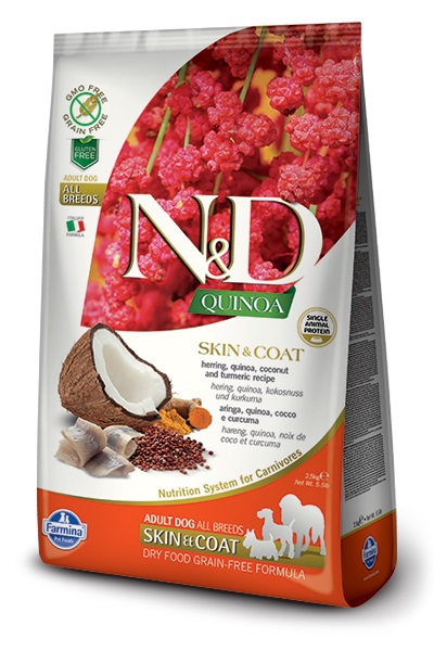 Foto Farmina N&D - Grain Free Quinoa Adult Skin&Coat all'Aringa, Quinoa, Cocco e Curcuma da 7 Kg