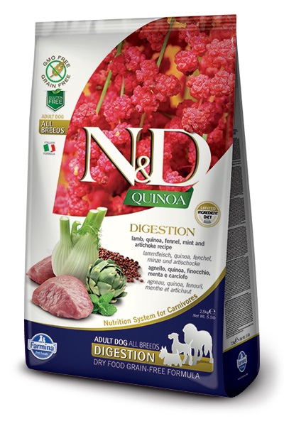 Foto Farmina N&D - Grain Free Quinoa Adult Digestion all'Agnello, Quinoa, Finocchio, Menta e Carciofo da 7 Kg