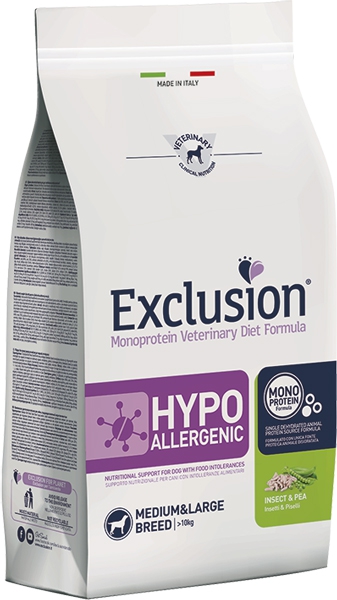 Foto Exclusion - Diet Hypoallergenic Adult Medium Large agli Insetti e Piselli da 12 Kg