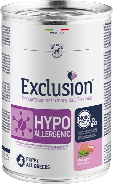 Foto Exclusion - Diet Hypoallergenic Puppy al Maiale e Piselli da 400 gr