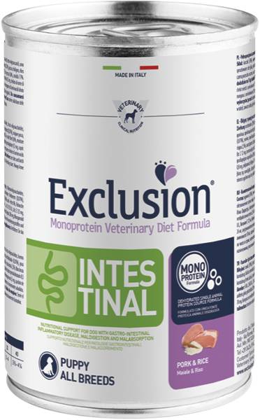 Foto Exclusion - Intestinal Puppy Maiale e Riso da 400 gr