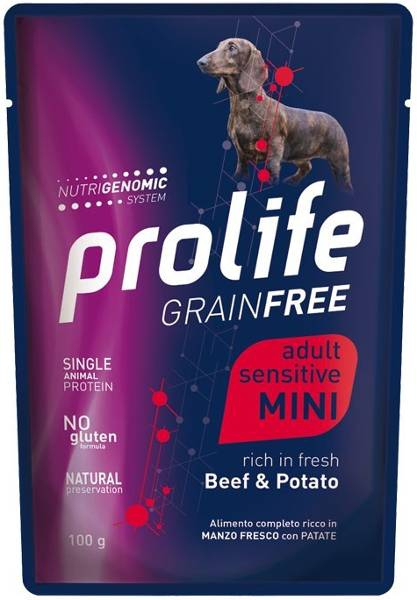 Foto Prolife - Grain Free Adult Mini Sensitive con Manzo e Patate da 100g