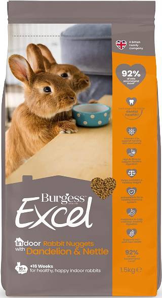 Foto Burgess Excel - Conigli Indoor con Pepite al Tarassaco e Ortica da 1,5 Kg