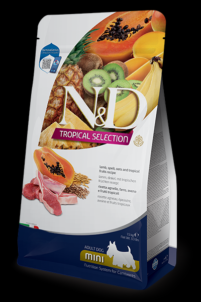 Foto Farmina N&D Tropical Selection - Adult Mini all'Agnello, Farro, Avena e Frutti Tropicali da 5 Kg