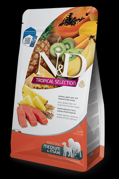 Foto Farmina N&D Tropical Selection - Adult Medium/Maxi al Salmone, Farro, Avena e Frutti Tropicali da 10 Kg