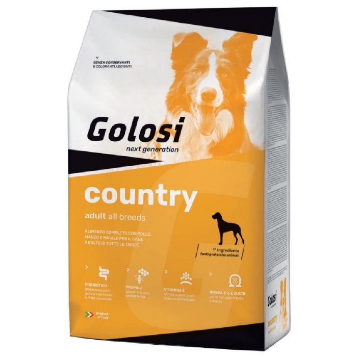 Foto Golosi - Dog Adult All Breeds Country con Pollo, Manzo e Maiale da 12 Kg