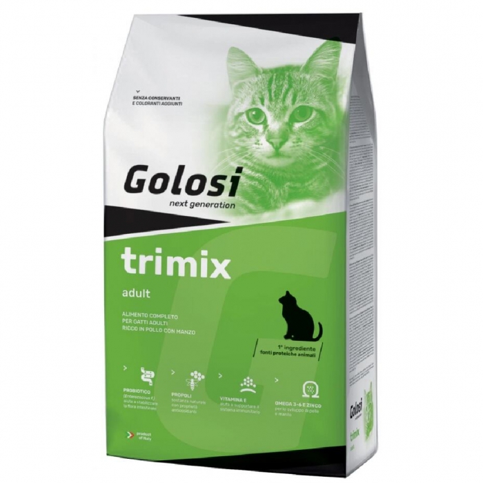 Foto Golosi - Cat Adult Trimix con Pollo e Manzo da 7,5 Kg