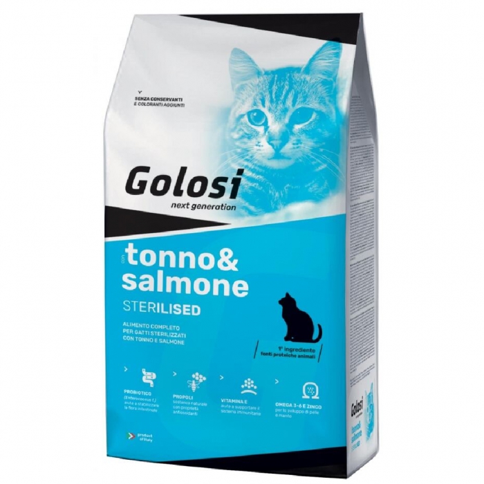 Foto Golosi - Cat Adult Sterilised con Tonno e Salmone da 7,5 Kg
