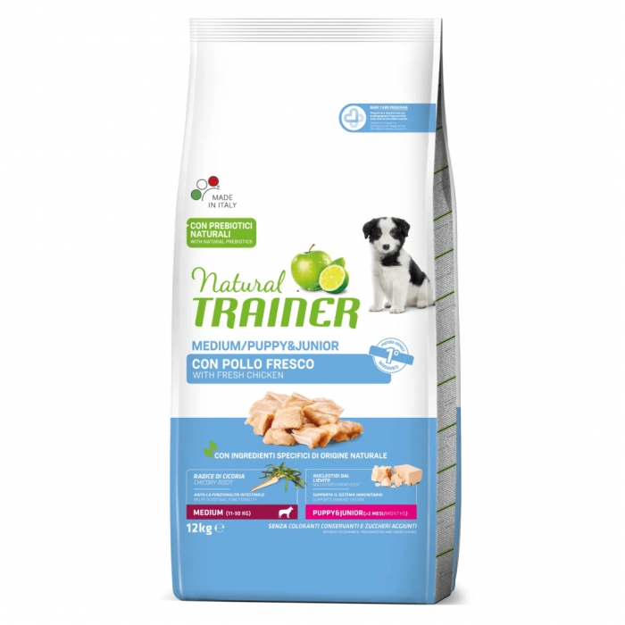 Foto Natural Trainer - Puppy and Junior Medium con Pollo Fresco e Riso da 12 Kg