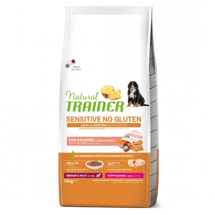 Foto Natural Trainer - Sensitive No Gluten Puppy and Junior Medium/Maxi con Salmone da 12 Kg