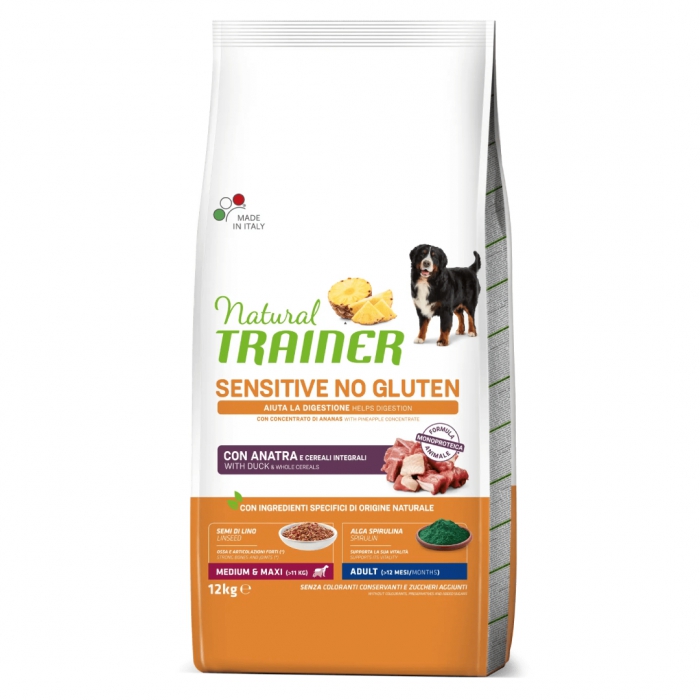 Foto Natural Trainer - Sensitive No Gluten Adult Medium/Maxi con Anatra da 12 Kg